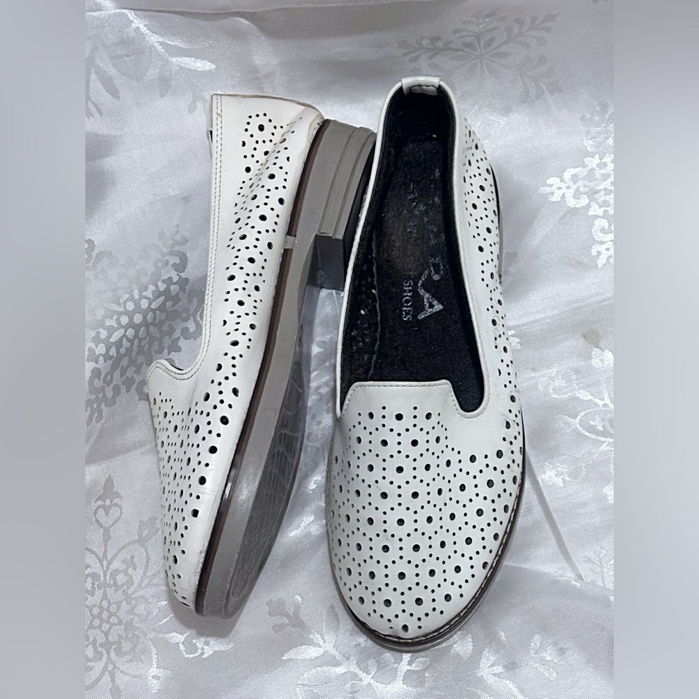 ComfortSlip Perforated White Leather Women's Slip-On Shoes